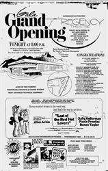 Gala Grand Opening ad for the Regency Theatre, "Salt Lake's newest & most luxurious motion picture theatre, most unique in location, design, and technical facilities."
